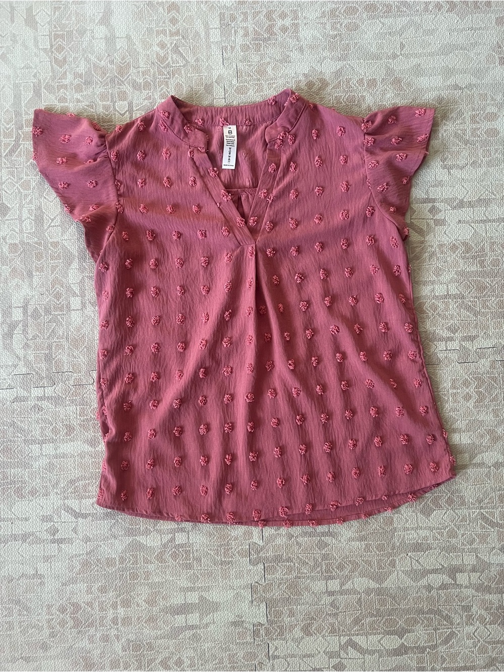 Women's Textured Flutter Sleeve Blouse - Dusty Rose
